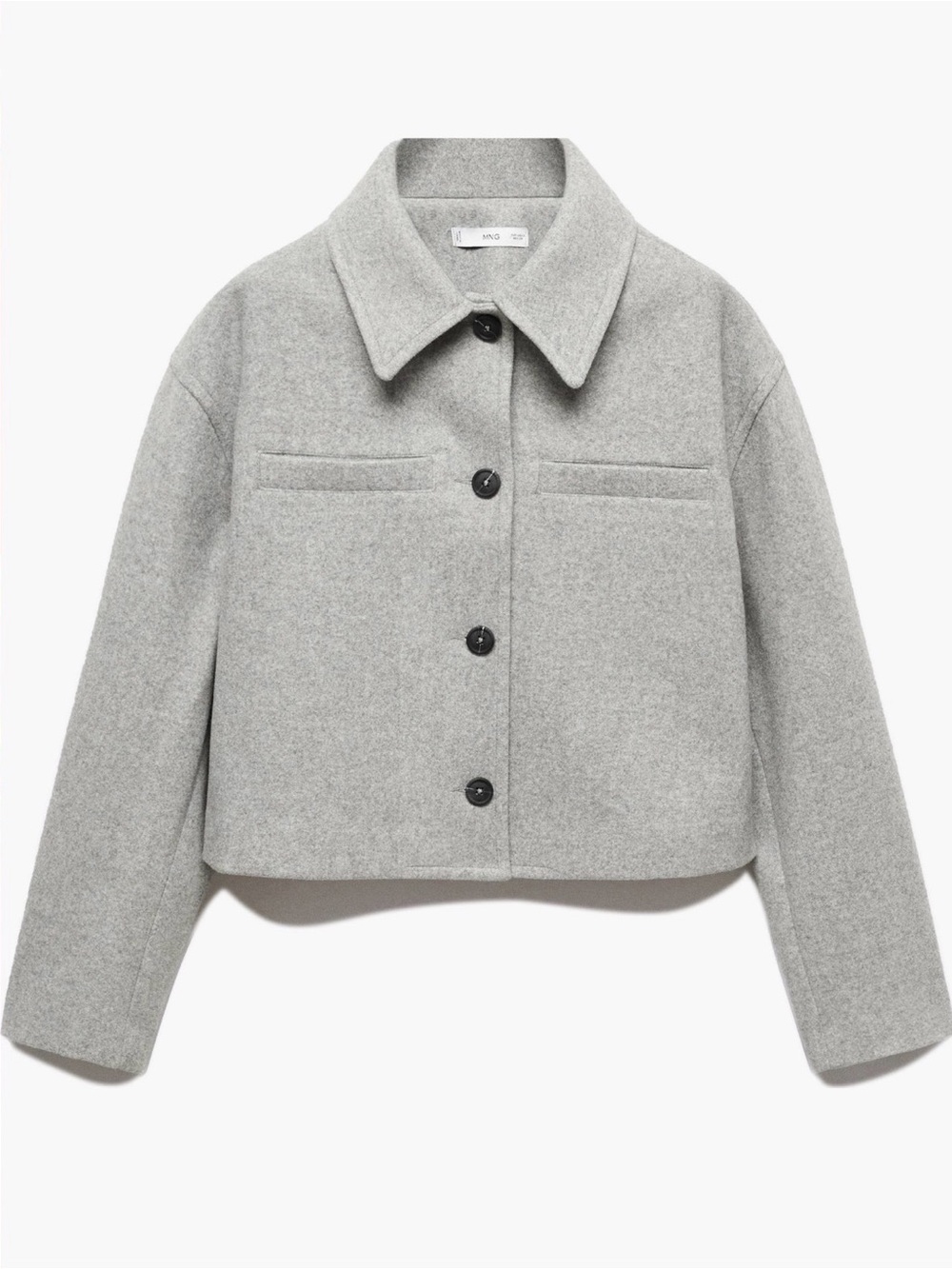 Mango Cropped Pea Coat in Light Gray - Picture 4 of 7